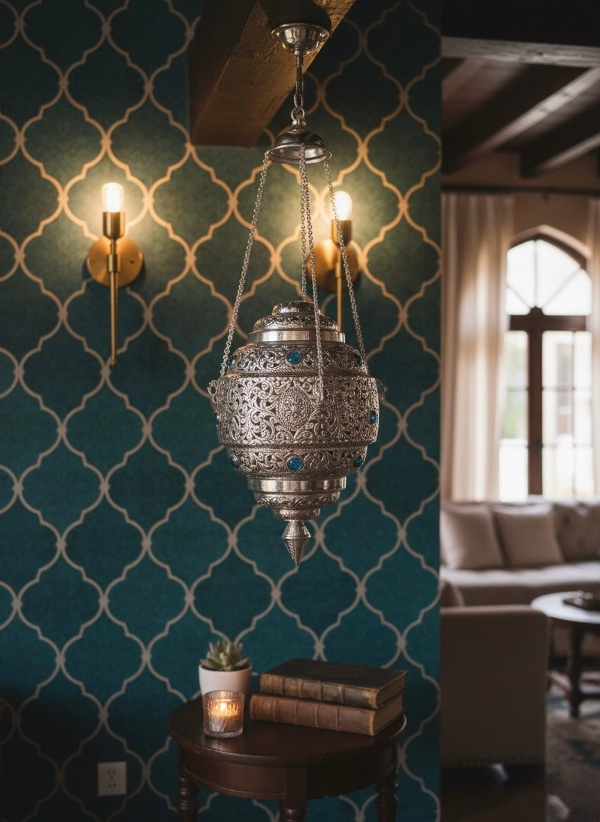 Handcrafted Hanging Metal Lantern