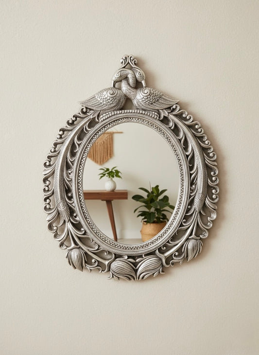 Ornate Peacock Aluminium Wall Mirror