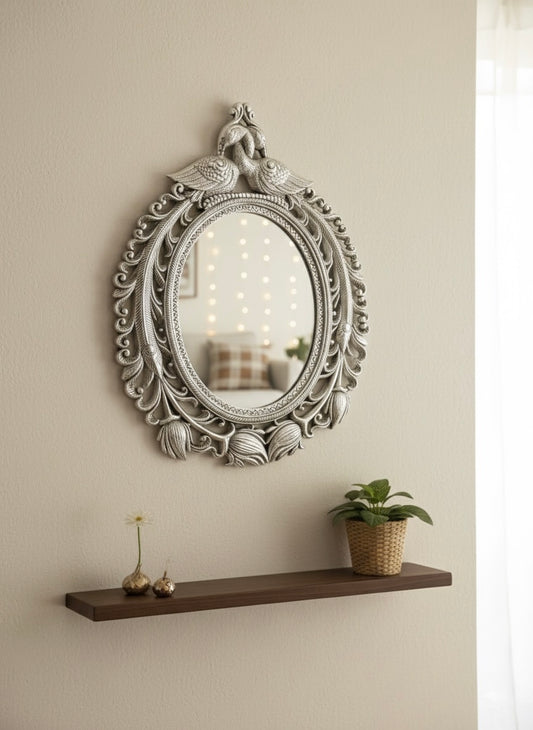 Ornate Peacock Aluminium Wall Mirror
