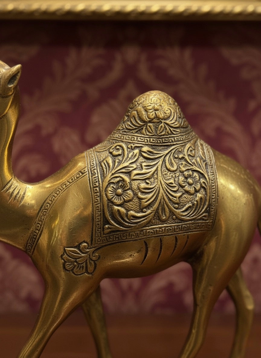 Handcrafted Brass Finish Aluminum Camel Statue